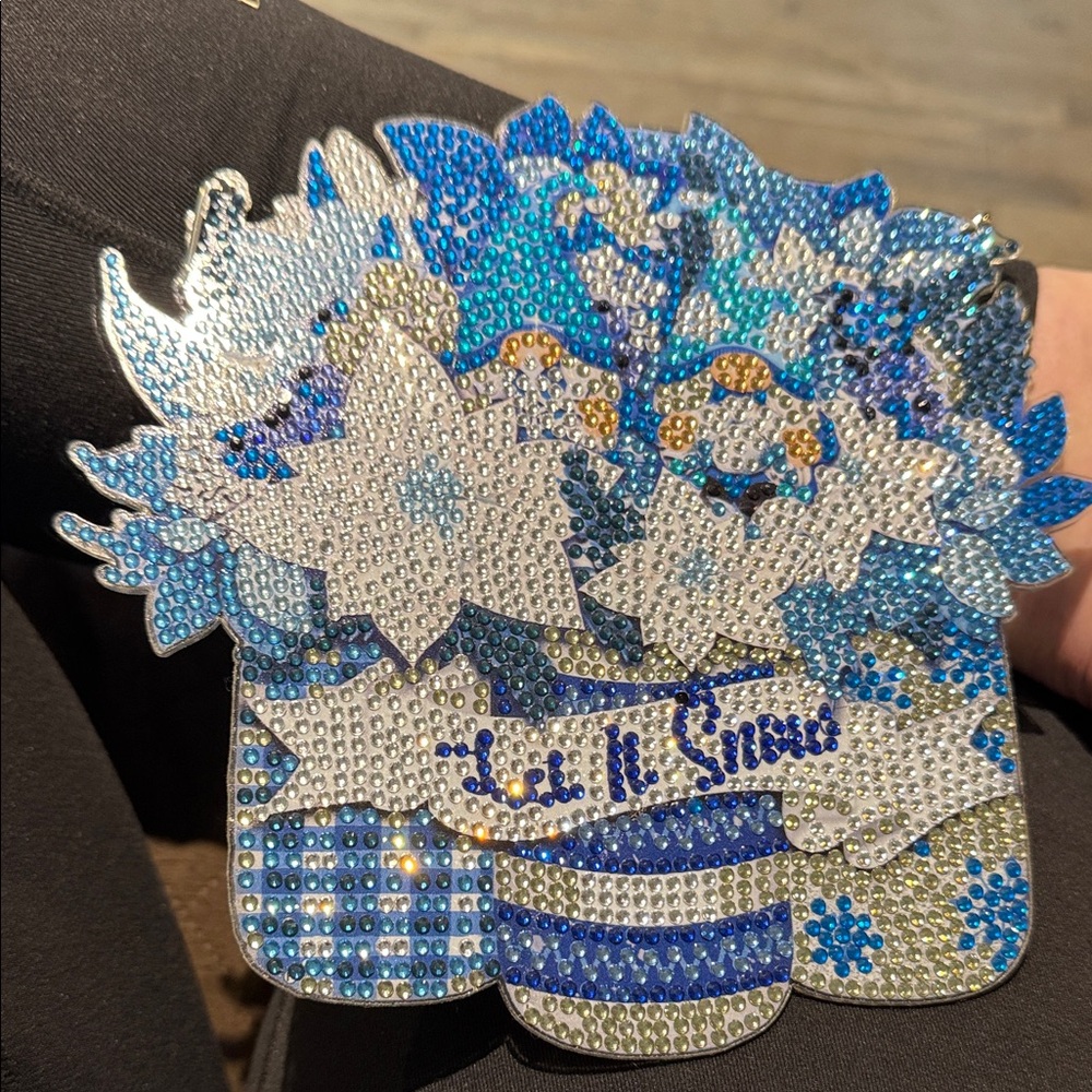 Completed Diamond Art Gnome and Poinsettia Wall Hanging